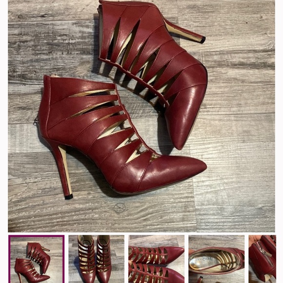 MICHAEL Michael Kors Shoes - Michael Kors Burgundy Leather Booties, Size 10